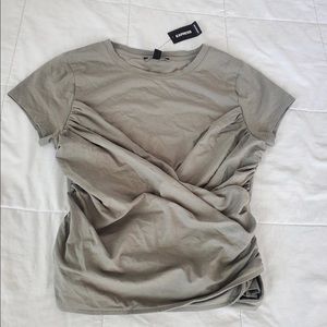 EXPRESS Olive Cross-tie Front Top